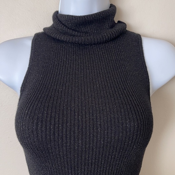 Turtleneck Tank Top Slim Sparkling Sleeveless Tops - Picture 3 of 7